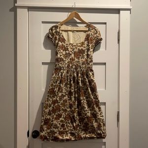 Garnet Hill Brown Floral Dress Size 12
